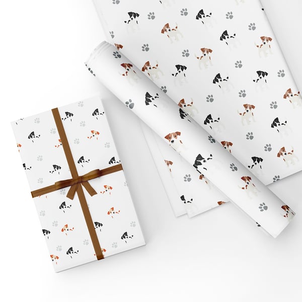 Gift Wrap Jack Russells & Matching Gift Tag-Wrapping Paper-LG16