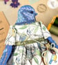Tia,  A  Tiny Hand Embroidered Blue Tit Folk Art Doll
