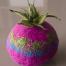Felted Pot Pink Ornamental Decorative Sculpture. Wet felted Wool & Silk
