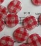 12.5mm 20L Red Gingham Buttons x 10 Buttons