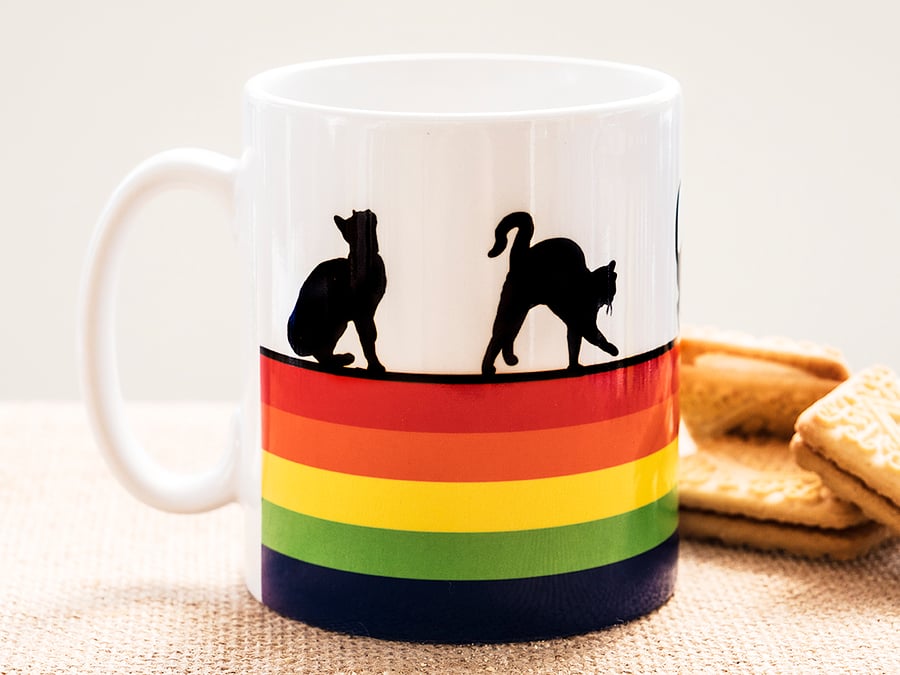 Rainbow Cat Lovers Coffee Mug Kittens Pussies Kitty Pet Animal Lover LGBT LGBTQ