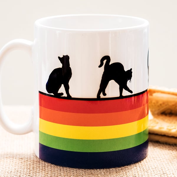 Rainbow Cat Lovers Coffee Mug Kittens Pussies Kitty Pet Animal Lover LGBT LGBTQ