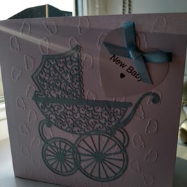 New baby boy pram card  personalised