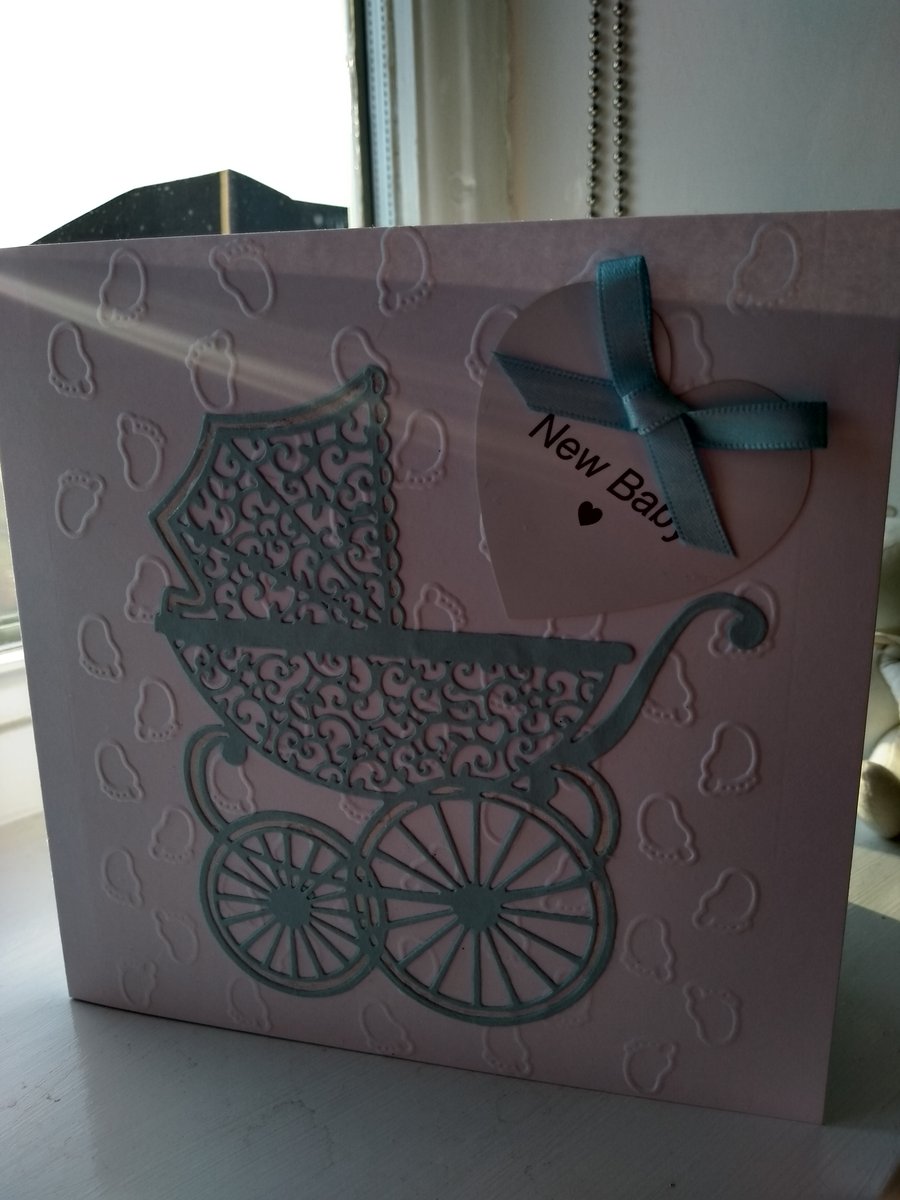 New baby boy pram card  personalised