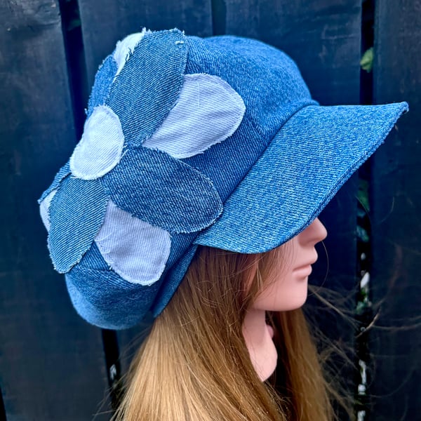 Women’s denim Baker boy cap 