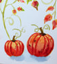 Autumn Pumpkins, watercolour greeting card with envelope - Image 1