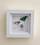 Sea Glass Bird Family Wall Art - Handmade 10 x 10 cm Shadow Box Frame