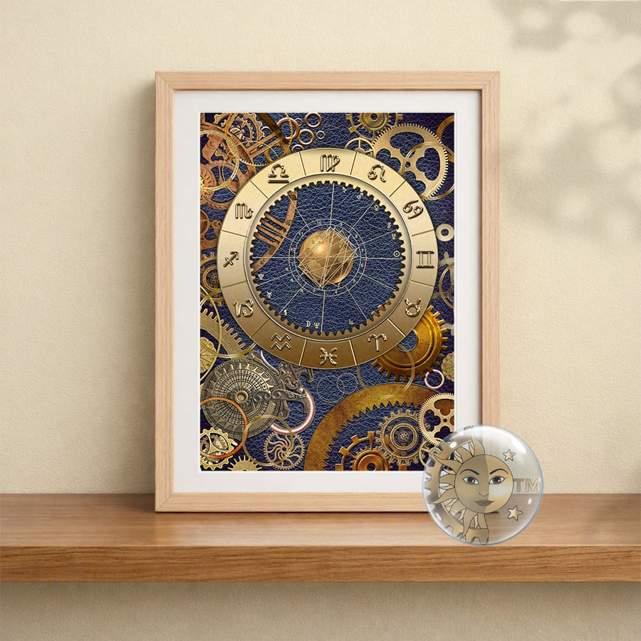 Personal Astrological Art - Brass and Leather Astrology Chart - DOWNLOAD