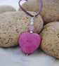 Purple jade heart and amazonite pendant necklace - Image 1
