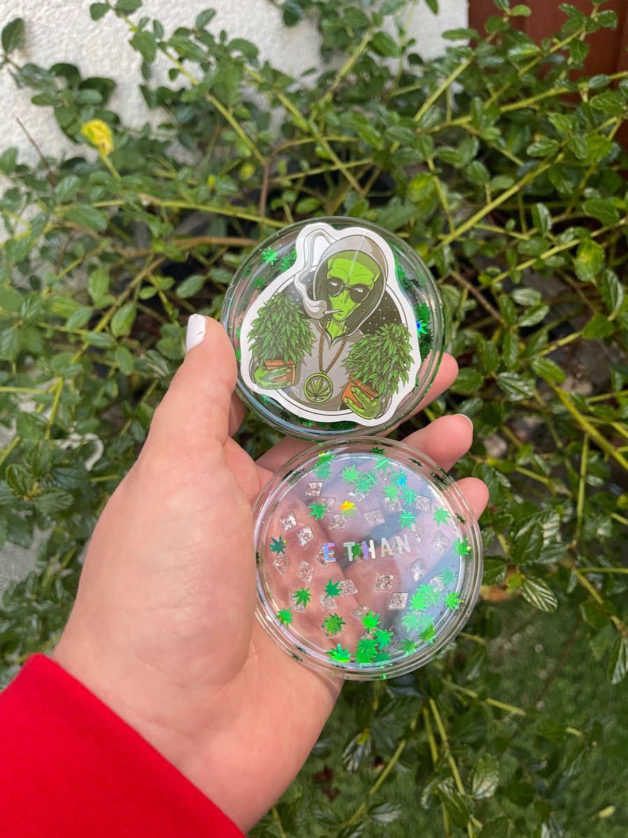 Personalised handmade resin herb grinder