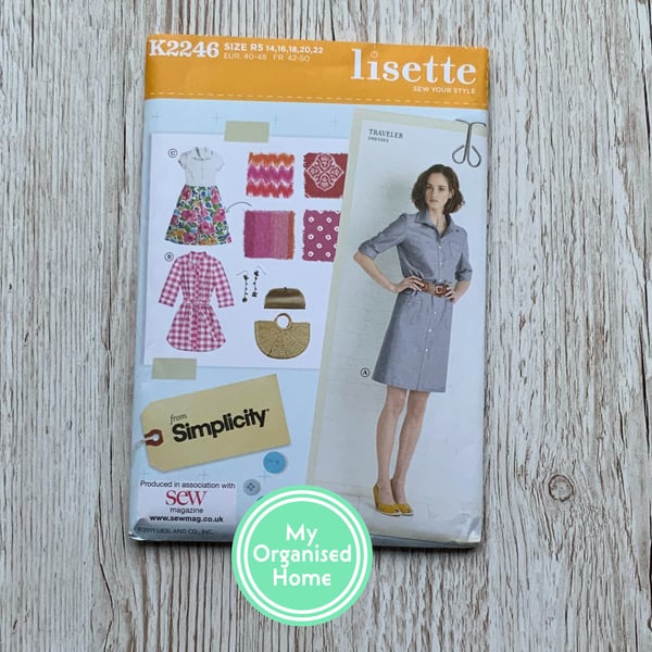 Simplicity Lisette Traveller Dress 2246 sewing pattern, sizes 14-22
