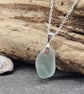 Sterling Silver Pale Aqua Sea Glass Necklace – Genuine Sea Glass Pendant - Image 1