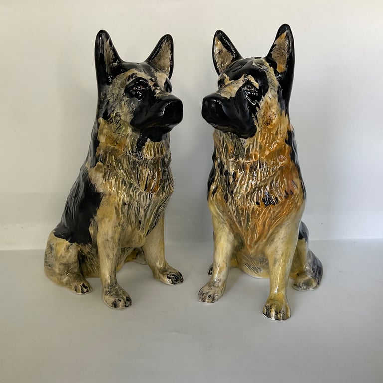 Personalised German Shepherd Dog salt and pepper shakers.(large 17cm high)