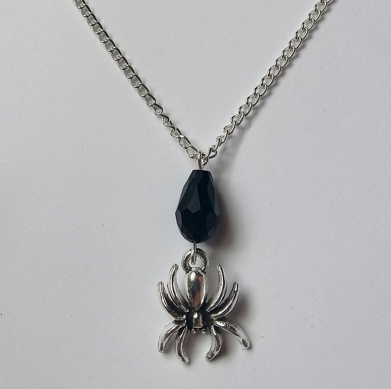 Black Crystal Spider Gothic Necklace