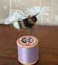Mini Bobbinbee - Crochet Bee on a vintage wooden bobbin - Image 5