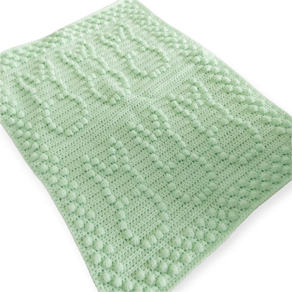 Crocheted Baby blanket in Pale Green, Bunny Nursery Bedding, Gender Neutral Gift