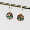 Patterned enamelled copper earrings