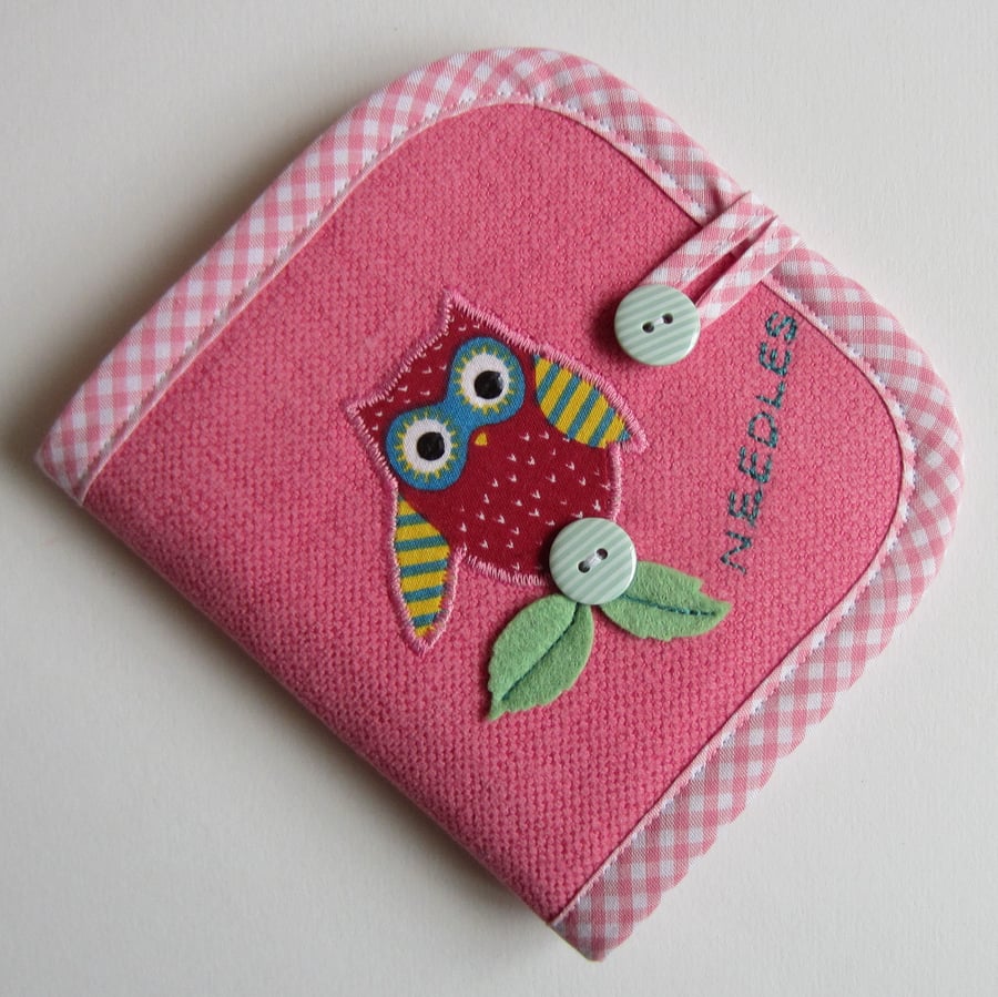 Pink Owl Needle Case