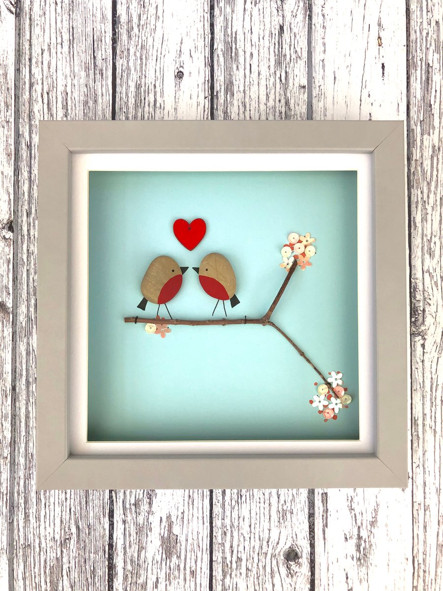 Pebble Robins Framed Picture 