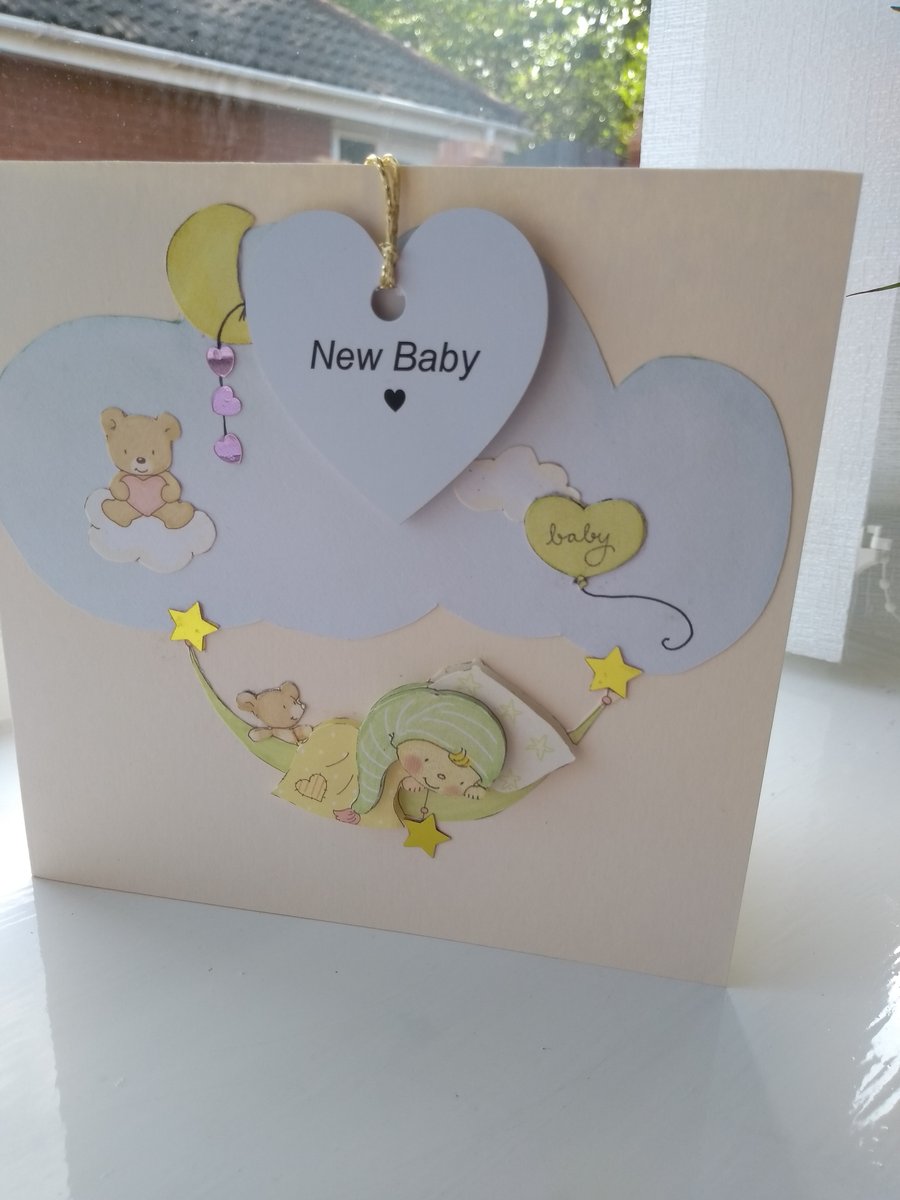 Sleepy new baby card