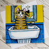 Cat in Bathroom Sink Blank Greeting Card