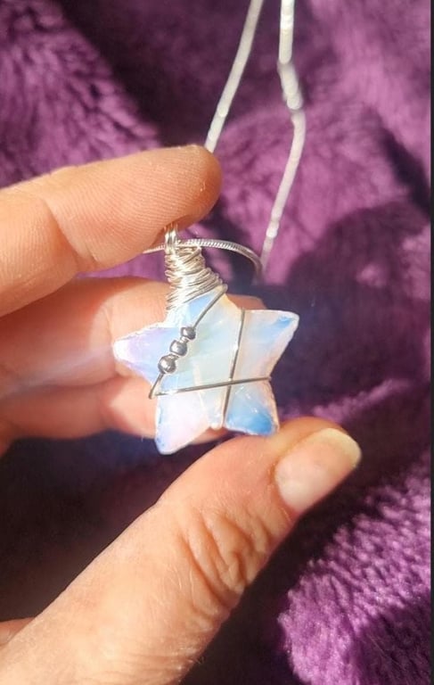 Opalite star necklace, pretty star necklace celestial Jewelry healing gifts. Uk