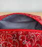 Red and Silver Christmas Fabric Quilted Box Makeup Bag - Image 6