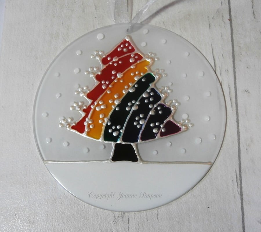 Pet memorial Christmas Rainbow bridge sun catcher decoration. Personalised