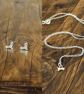 Handmade, Petite Silver Arrow Stud Earrings & Pendant Set - Image 1