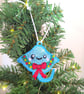 Embroidered hanging Ray for the christmas tree, fun playful decoration - Image 1