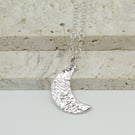 Reticulated Silver Crescent Moon Pendant