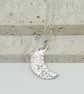 Reticulated Silver Crescent Moon Pendant