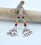 Rainbow Chakra Gemstone Earrings With Elephant Charms, Birthday Gifts For Her - Image 2