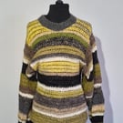 39. SUMMER SECONDS. Striped Round Necked. Crocheted Jumper In Hand Spun Wool. 