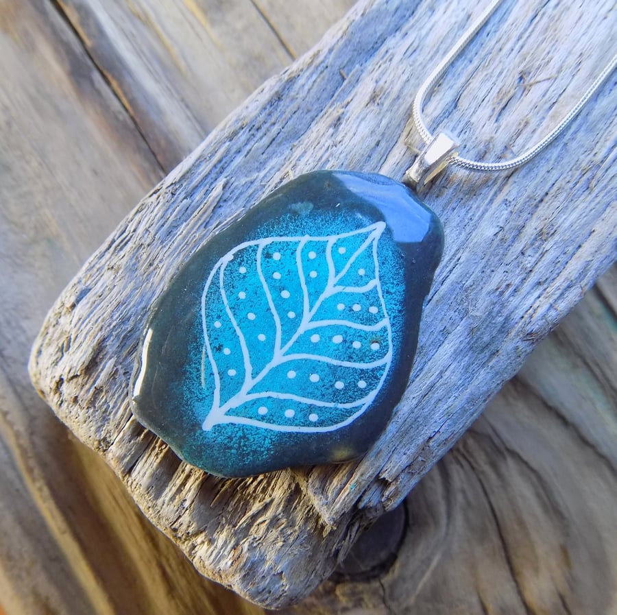 Slate leaf pendant