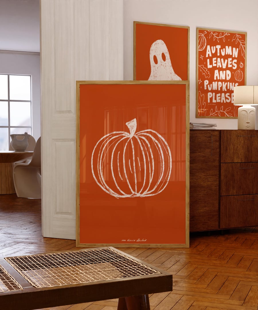 Orange Pumpkin Print Poster, 