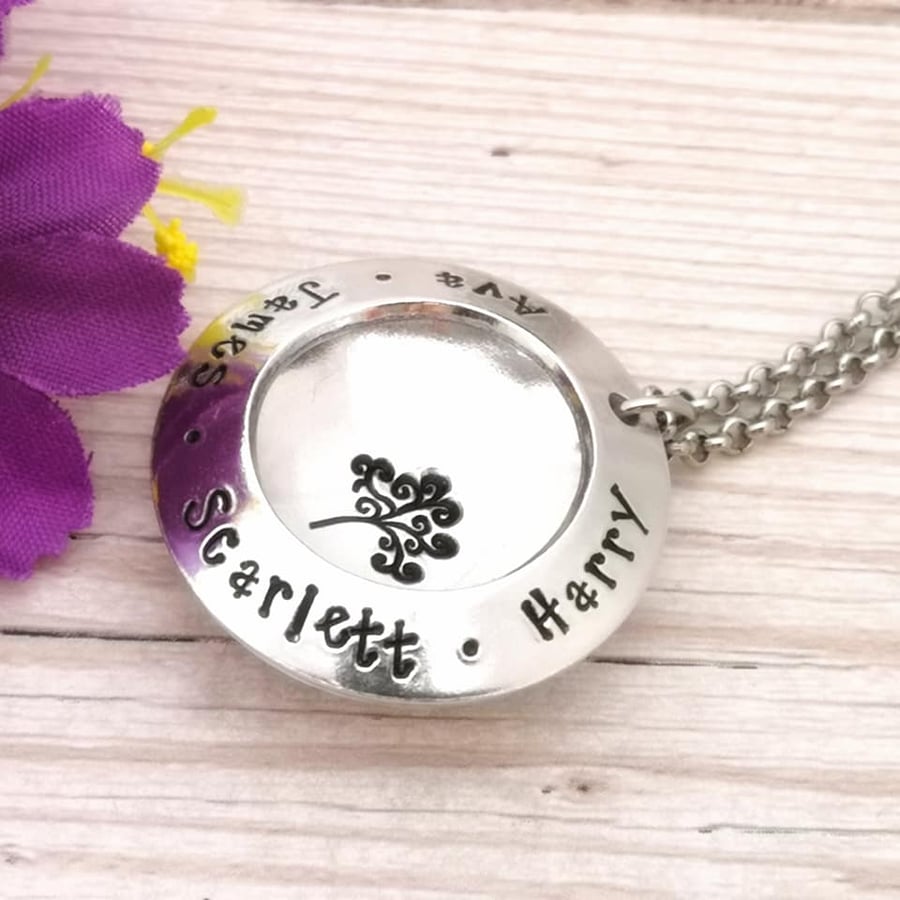 Family Tree Necklace - Personalised Name Necklace- Tree Of Life Necklace - Her