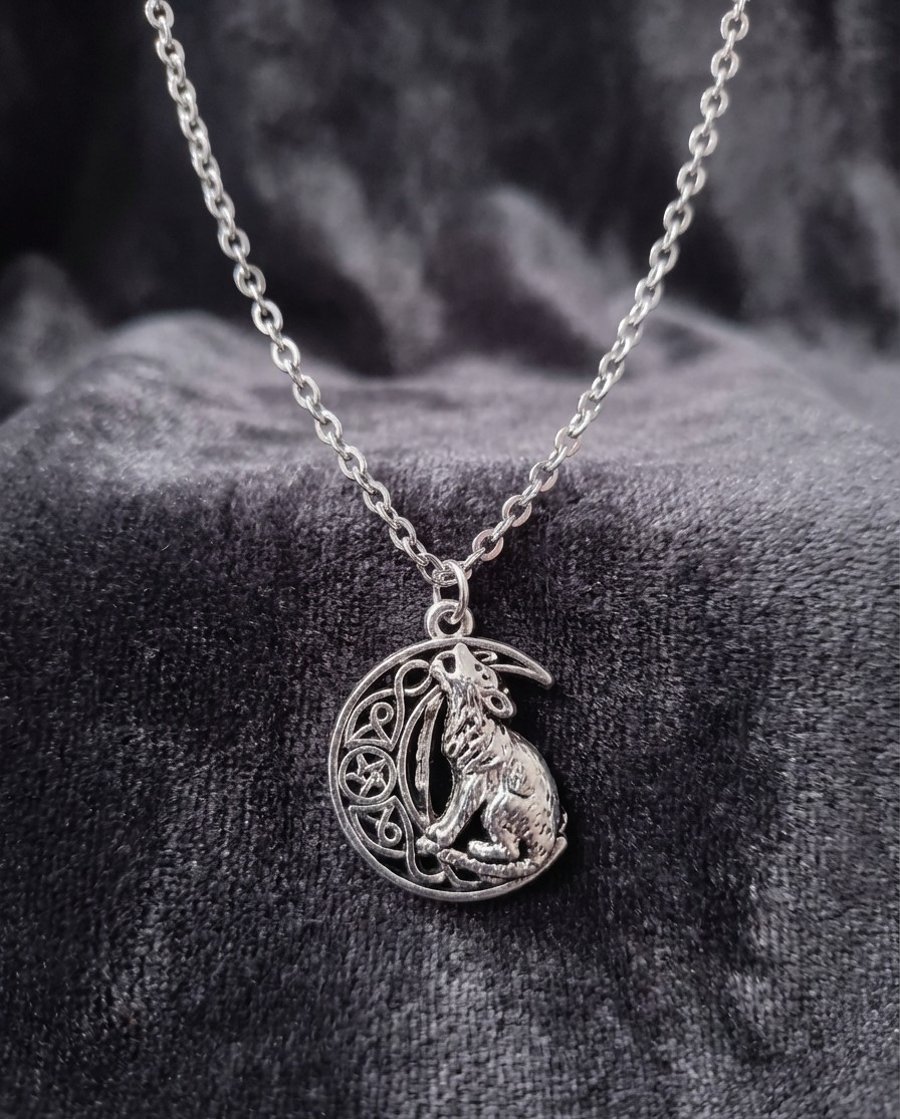 Celestial Howling Wolf Pendant
