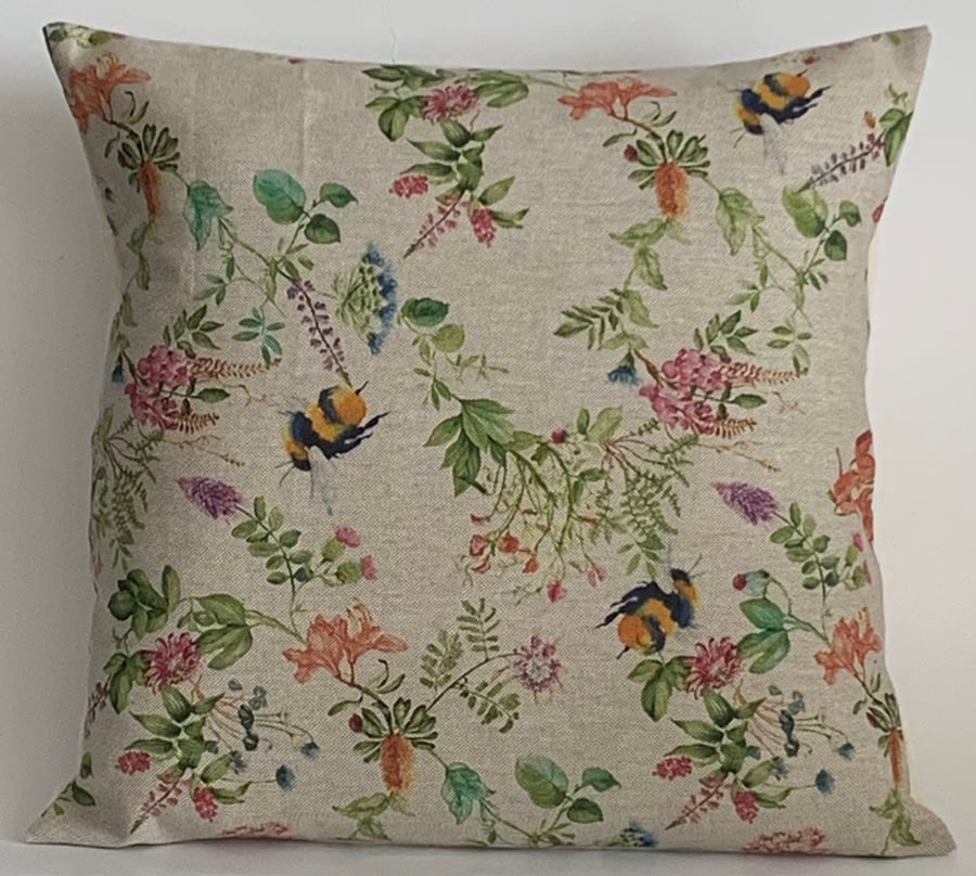 Bee & Floral Cushion Cover 12”x12” Last One, Gift Idea