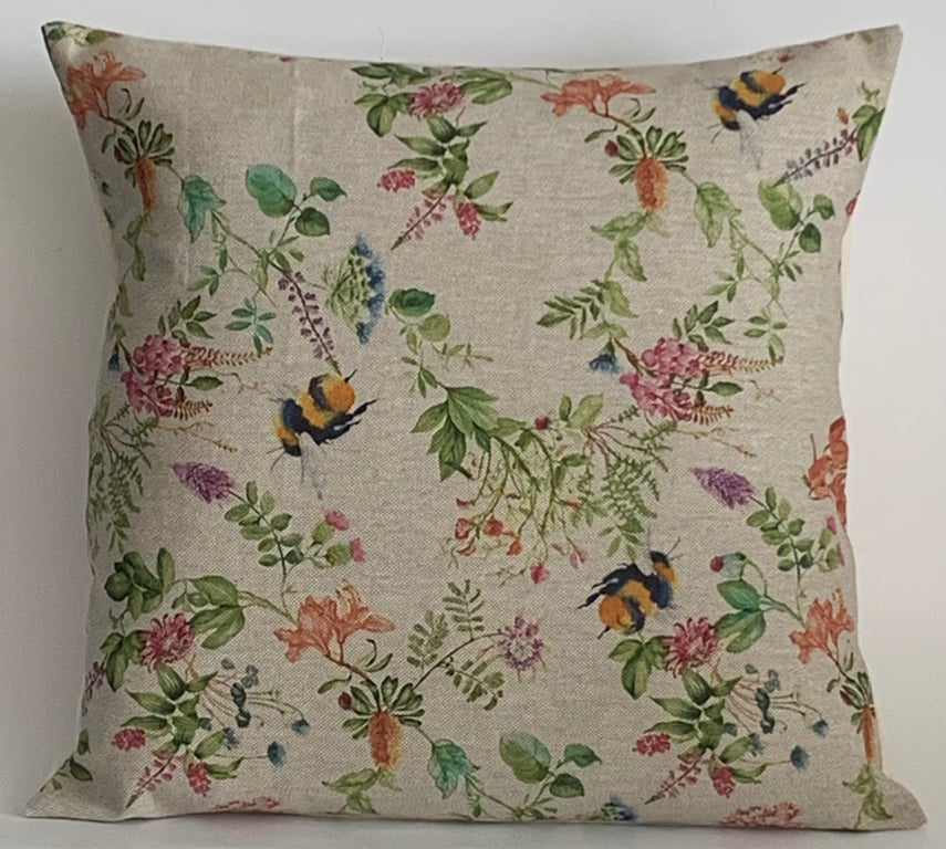 Bee & Floral Cushion Cover 12”x12” Last One, Gift Idea