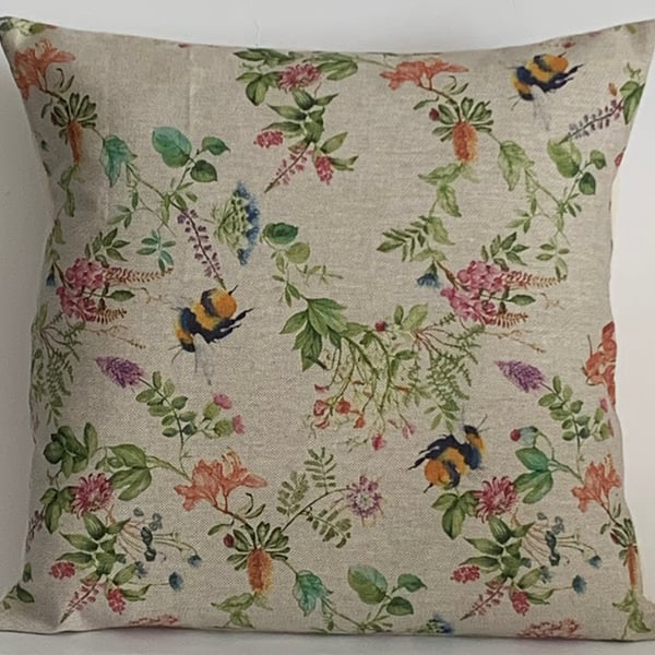 Spring Bee & Floral Cushion Cover 14”x14” Last One