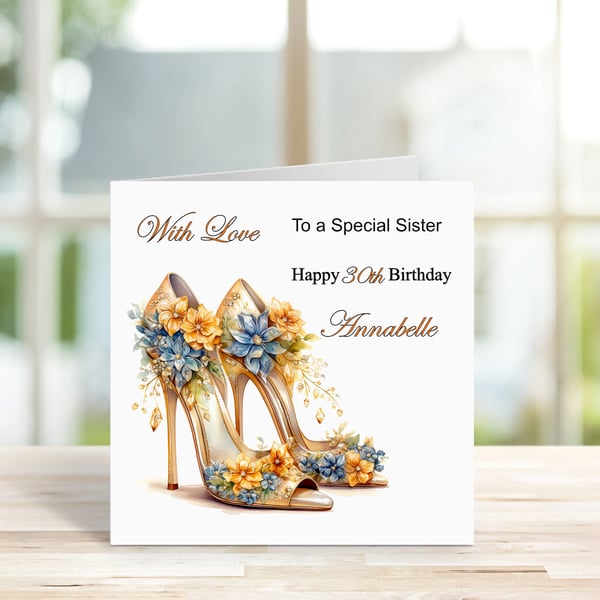 Personalised Elegant High Heels Printed Greeting Card. Design 6