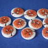 15mm Wooden Autumn Tree Buttons Orange Brown Amber 10pk Leaves (ST18)