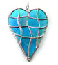 Patchwork Heart Suncatcher Stained Glass Handmade Turquoise Aqua  - Image 3