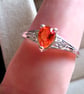 Rare Orange Padparadscha Quartz 925 Sterling Silver Ring Size R-S or 58.5 - Image 4