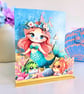 Small 3D decoupaged pop-up stepper mermaid card & matching shell gift box - Image 2