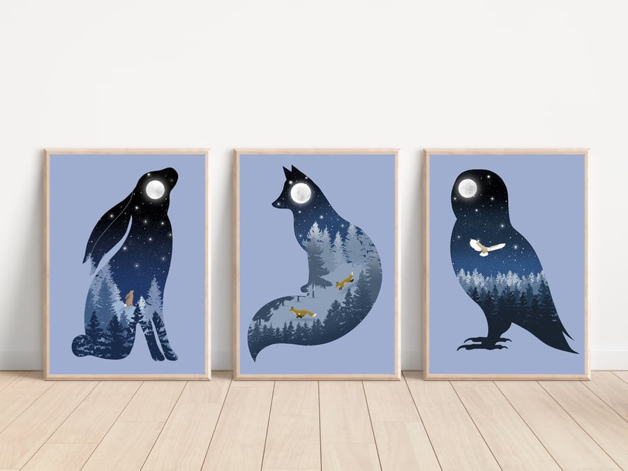 Set of Three A4 Wildlife Nature Prints.