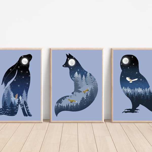Set of Three A4 Wildlife Nature Prints.