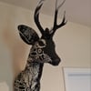 Faux deer head in black and white fabric