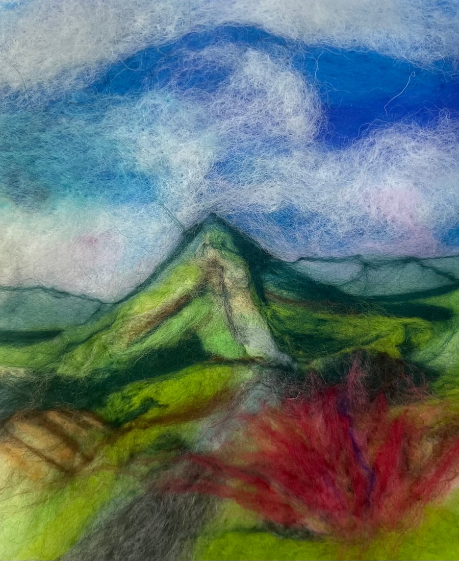 Malvern Hills - Handmade, needlefelt, wool landscape wall art. 